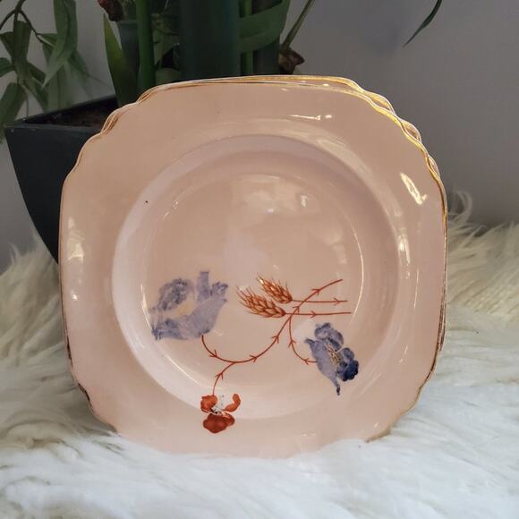 Royal Beige Ware 6.5" Legion Blue Poppy Flower Bread Plate Set (2) - Picture 2 of 9